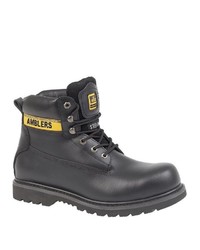 schwarze Lederarbeitsstiefel von Amblers Safety