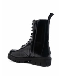 schwarze Lederarbeitsstiefel von Moschino