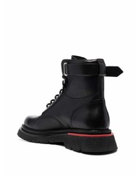 schwarze Lederarbeitsstiefel von DSQUARED2