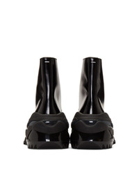 schwarze Lederarbeitsstiefel von Maison Margiela