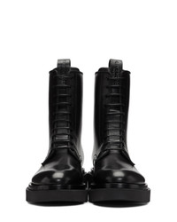 schwarze Lederarbeitsstiefel von Givenchy