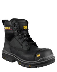 schwarze Lederarbeitsstiefel von Caterpillar