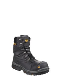 schwarze Lederarbeitsstiefel von Caterpillar