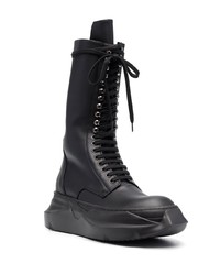 schwarze Lederarbeitsstiefel von Rick Owens DRKSHDW