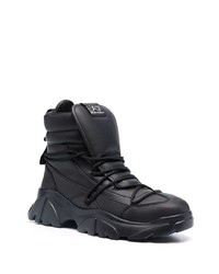 schwarze Lederarbeitsstiefel von Ea7 Emporio Armani