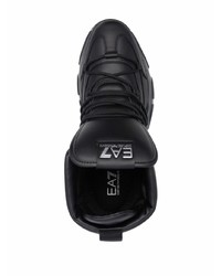 schwarze Lederarbeitsstiefel von Ea7 Emporio Armani