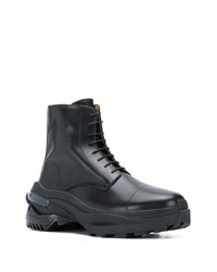 schwarze Lederarbeitsstiefel von Maison Margiela