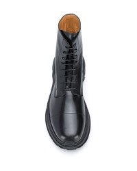 schwarze Lederarbeitsstiefel von Maison Margiela