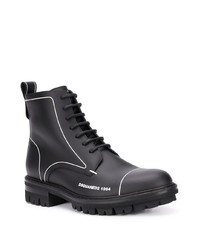 schwarze Lederarbeitsstiefel von DSQUARED2