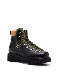 schwarze Lederarbeitsstiefel von DSQUARED2