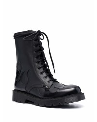 schwarze Lederarbeitsstiefel von Vetements