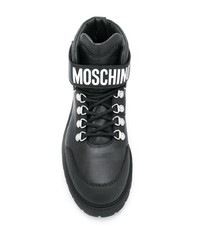 schwarze Lederarbeitsstiefel von Moschino