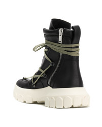 schwarze Lederarbeitsstiefel von Rick Owens