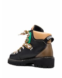 schwarze Lederarbeitsstiefel von DSQUARED2