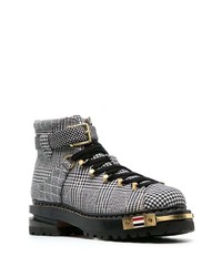 schwarze Lederarbeitsstiefel von Thom Browne