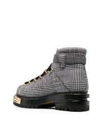 schwarze Lederarbeitsstiefel von Thom Browne