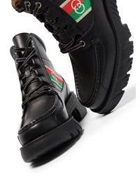 schwarze Lederarbeitsstiefel von Gucci