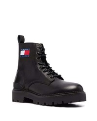 schwarze Lederarbeitsstiefel von Tommy Jeans