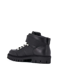 schwarze Lederarbeitsstiefel von Moschino