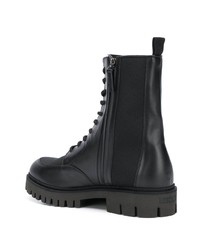 schwarze Lederarbeitsstiefel von Moschino