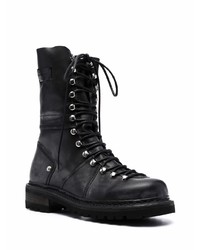 schwarze Lederarbeitsstiefel von DSQUARED2