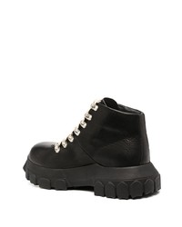 schwarze Lederarbeitsstiefel von Rick Owens