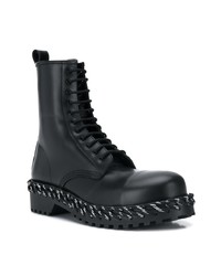 schwarze Lederarbeitsstiefel von Balenciaga