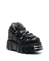 schwarze Lederarbeitsstiefel von Vetements