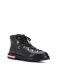 schwarze Lederarbeitsstiefel von Moncler