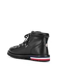 schwarze Lederarbeitsstiefel von Moncler