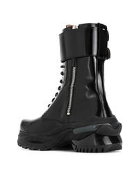 schwarze Lederarbeitsstiefel von Maison Margiela