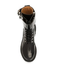 schwarze Lederarbeitsstiefel von Maison Margiela