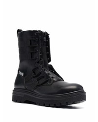 schwarze Lederarbeitsstiefel von VERSACE JEANS COUTURE