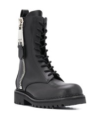 schwarze Lederarbeitsstiefel von Moschino