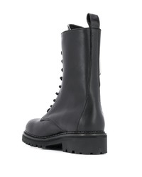 schwarze Lederarbeitsstiefel von Moschino