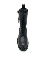 schwarze Lederarbeitsstiefel von Moschino