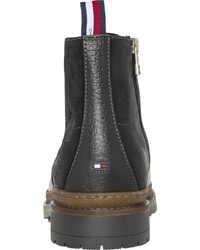 schwarze Lederarbeitsstiefel von Tommy Hilfiger