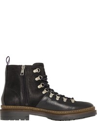 schwarze Lederarbeitsstiefel von Tommy Hilfiger