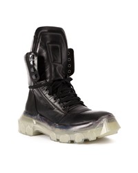 schwarze Lederarbeitsstiefel von Rick Owens