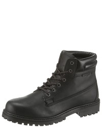 schwarze Lederarbeitsstiefel von Wrangler