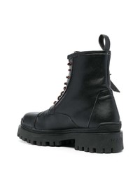 schwarze Lederarbeitsstiefel von Karl Lagerfeld