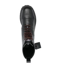 schwarze Lederarbeitsstiefel von Karl Lagerfeld