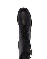 schwarze Lederarbeitsstiefel von Yohji Yamamoto