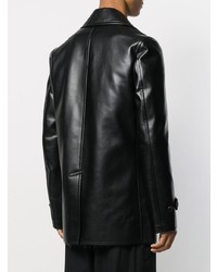 schwarze Ledercabanjacke von Comme Des Garcons Homme Plus