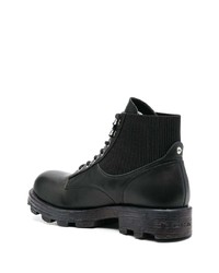 schwarze Lederfreizeitstiefel von Diesel