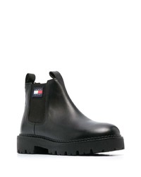 schwarze Lederfreizeitstiefel von Tommy Jeans