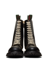 schwarze Lederfreizeitstiefel von Gucci