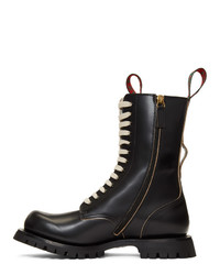 schwarze Lederfreizeitstiefel von Gucci