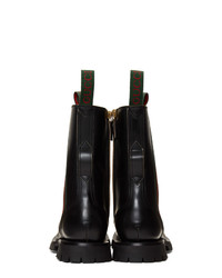 schwarze Lederfreizeitstiefel von Gucci