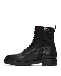 schwarze Lederfreizeitstiefel von Diesel